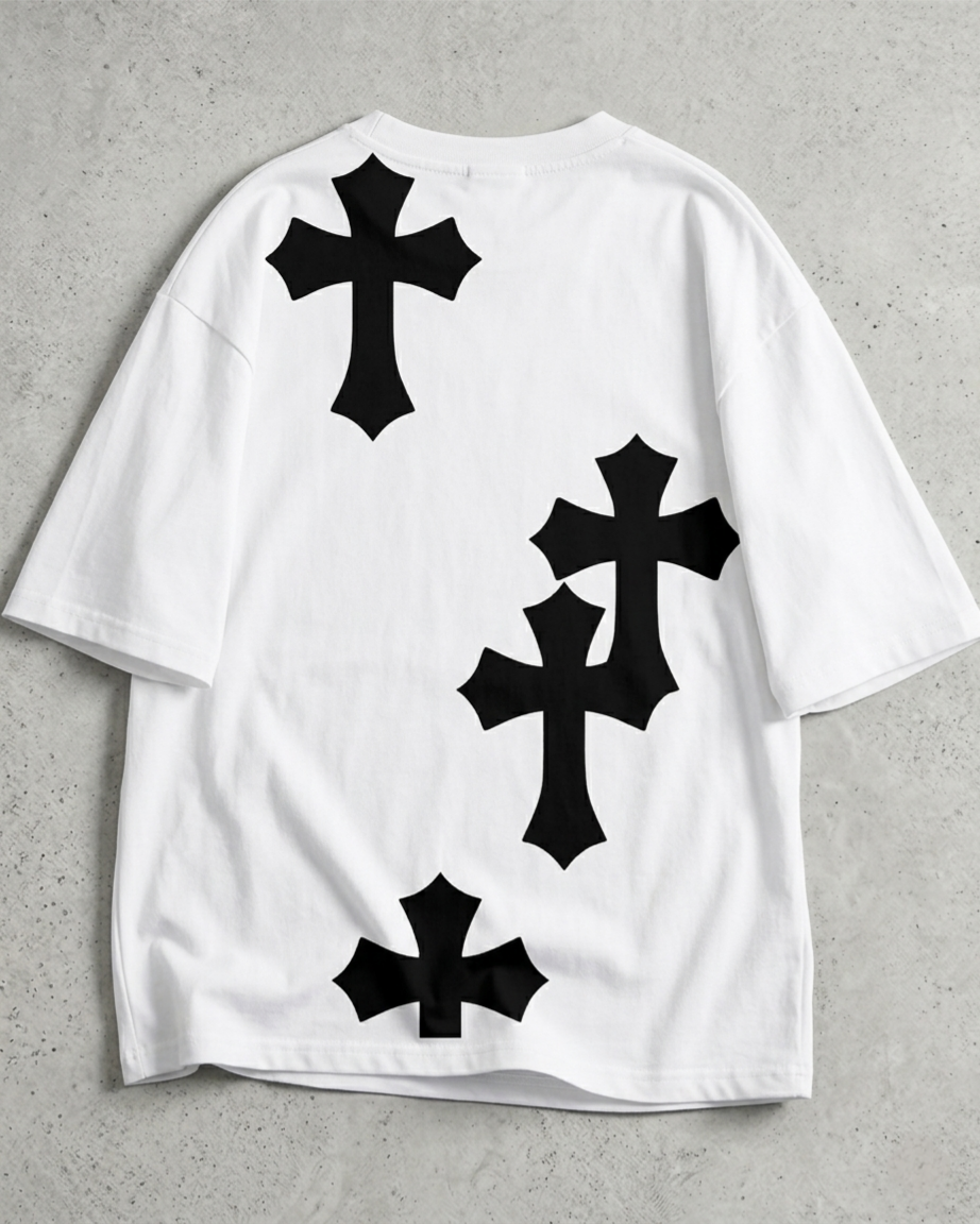 Neck Down Cross Oversized Tee